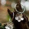 Bijou créoles en argent nature fleur bouton d'or