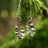 Boucles d'oreilles longues chaine réglable. Bijou fait main feuilles de chêne en argent recyclé